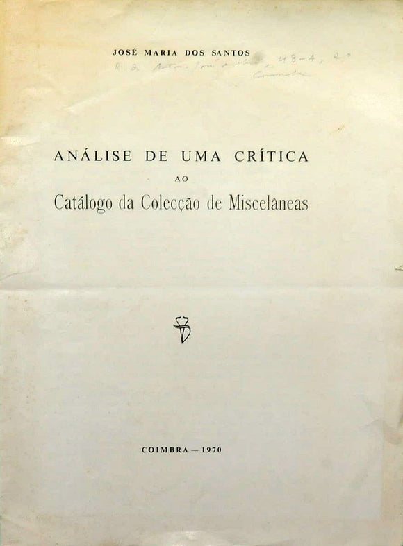 Livro - ANÁLISE DE UMA CRÍTICA AO CATÁLOGO DE MISCELÂNIAS