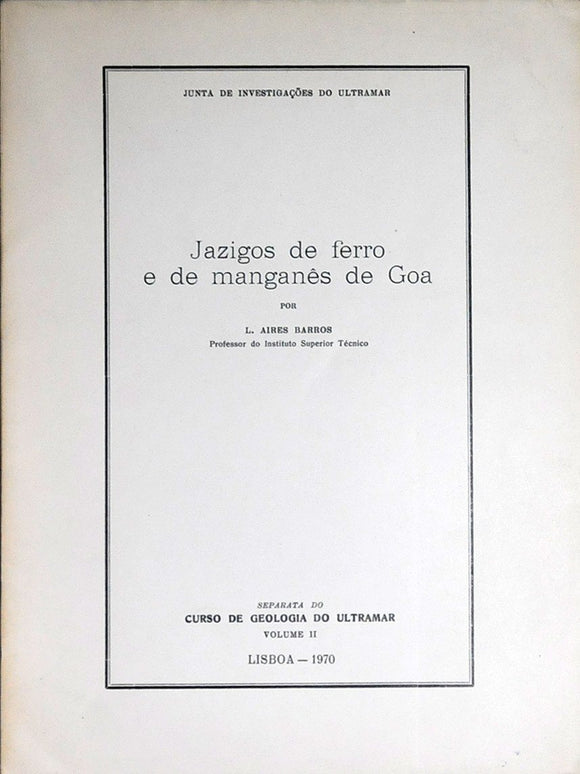 Livro - JAZIGOS DE FERRO E DE MANGANÊS EM GOA