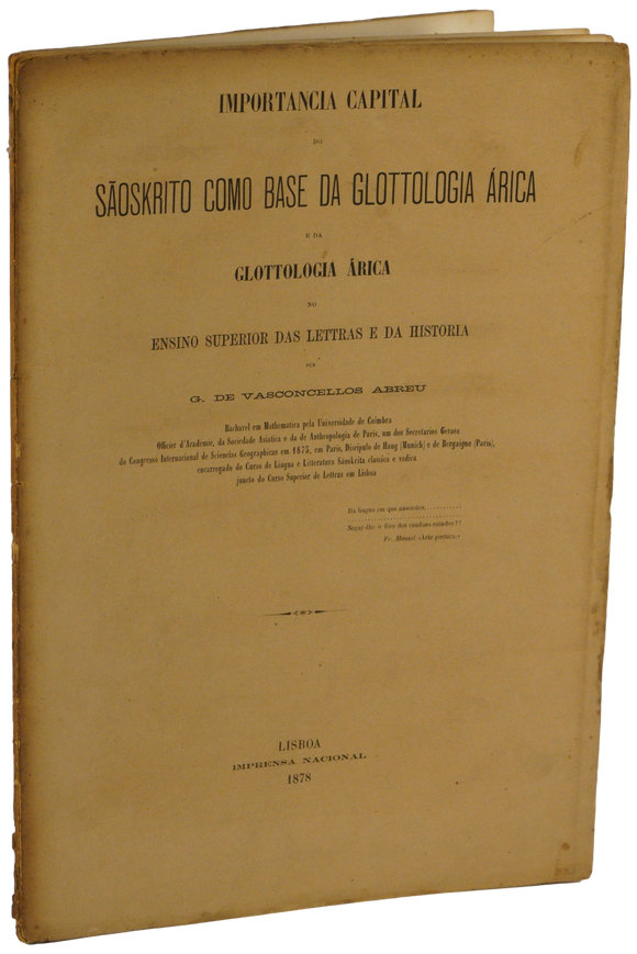 Importância capital do Sãoscrito como base da glotologia árica