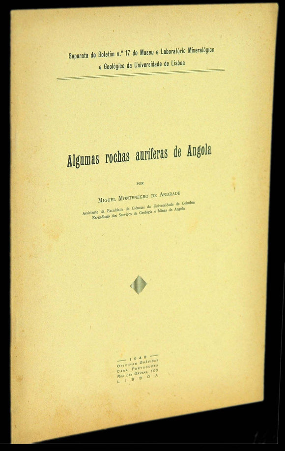 Livro - ALGUMAS ROCHAS AURÍFERAS DE ANGOLA