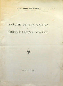 ANÁLISE DE UMA CRÍTICA AO CATÁLOGO DE MISCELÂNIAS Livro Loja da In-Libris   