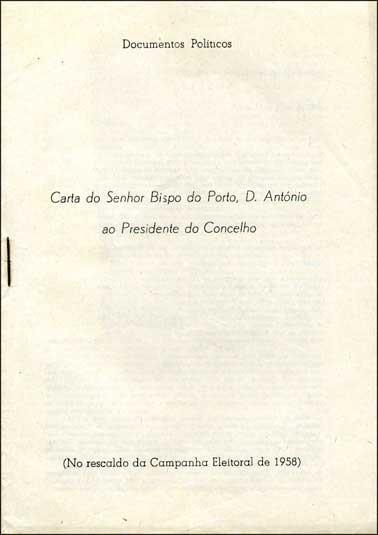 Livro - CARTA DO SENHOR BISPO DO PORTO, D. ANTONIO  AO PRESIDENTE DO CONSELHO