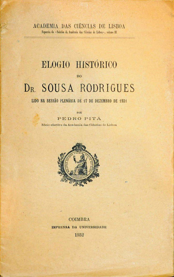 Elogio histórico do Dr. Sousa Rodrigues Livro Loja da In-Libris   