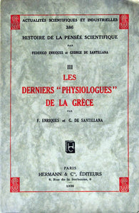 Livro - HISTOIRE DE LA PENSÉE SCIENTIFIQUE (III - LES DERNIERS “PHYSIOLOGUES DE LA GRÈCE)