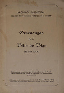 Livro - ORDENANZAS DE LA VILLA DE VIGO DEL AÑO 1560