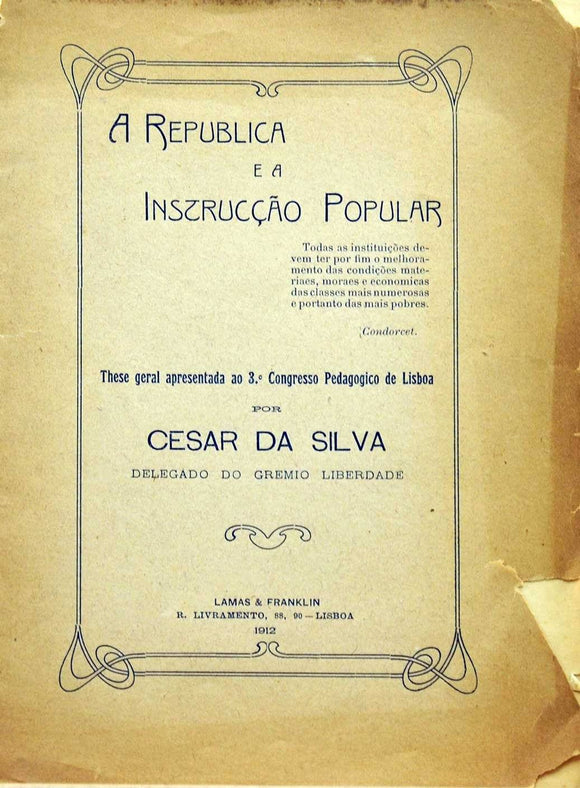 REPÚBLICA E A INSTRUÇÃO POPULAR Livro Loja da In-Libris   