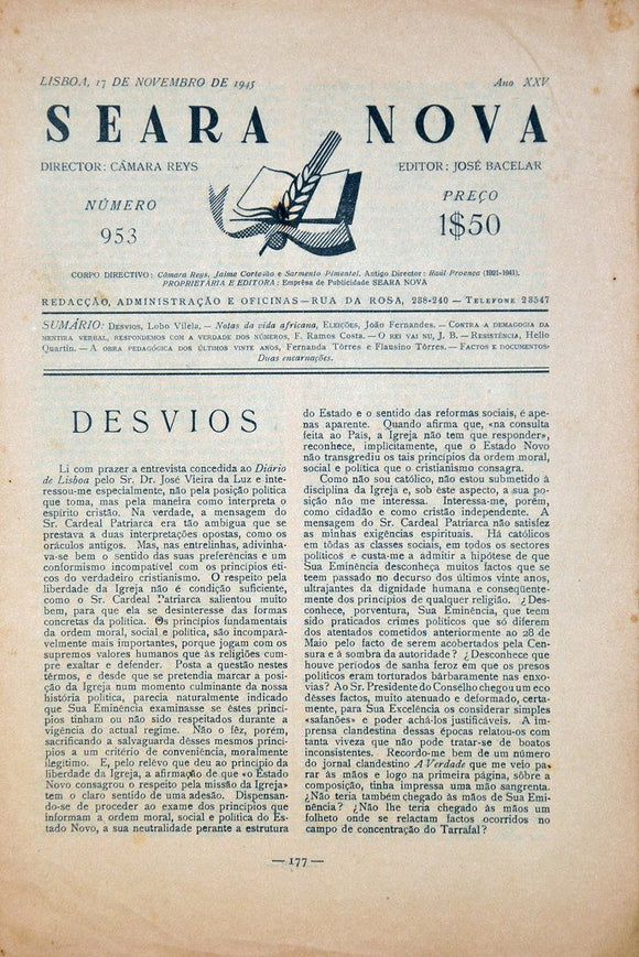 Livro - SEARA NOVA (nº953)