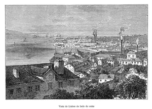 (LISBOA) Vista-de-Lisboa-do-lado-Oeste Reprodução de Gravura Loja da In-Libris   